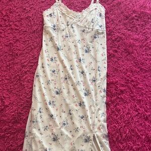 No Boundaries Floral Lace Midi Dress in Cream and Blue